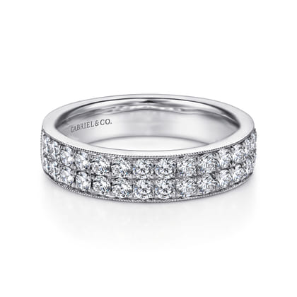 Parma - 14K White Gold Micro Pave Channel Diamond Anniversary Band with Milgrain