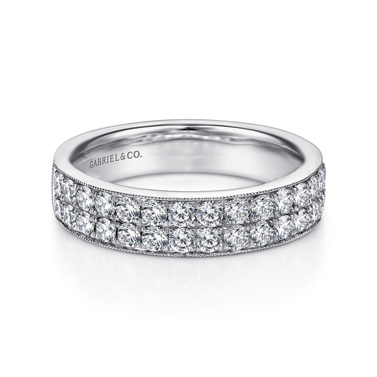 Fancy Wedding Ring in 14k White Gold with Round Natural Diamond at Gabriel & Co. - Shot 1