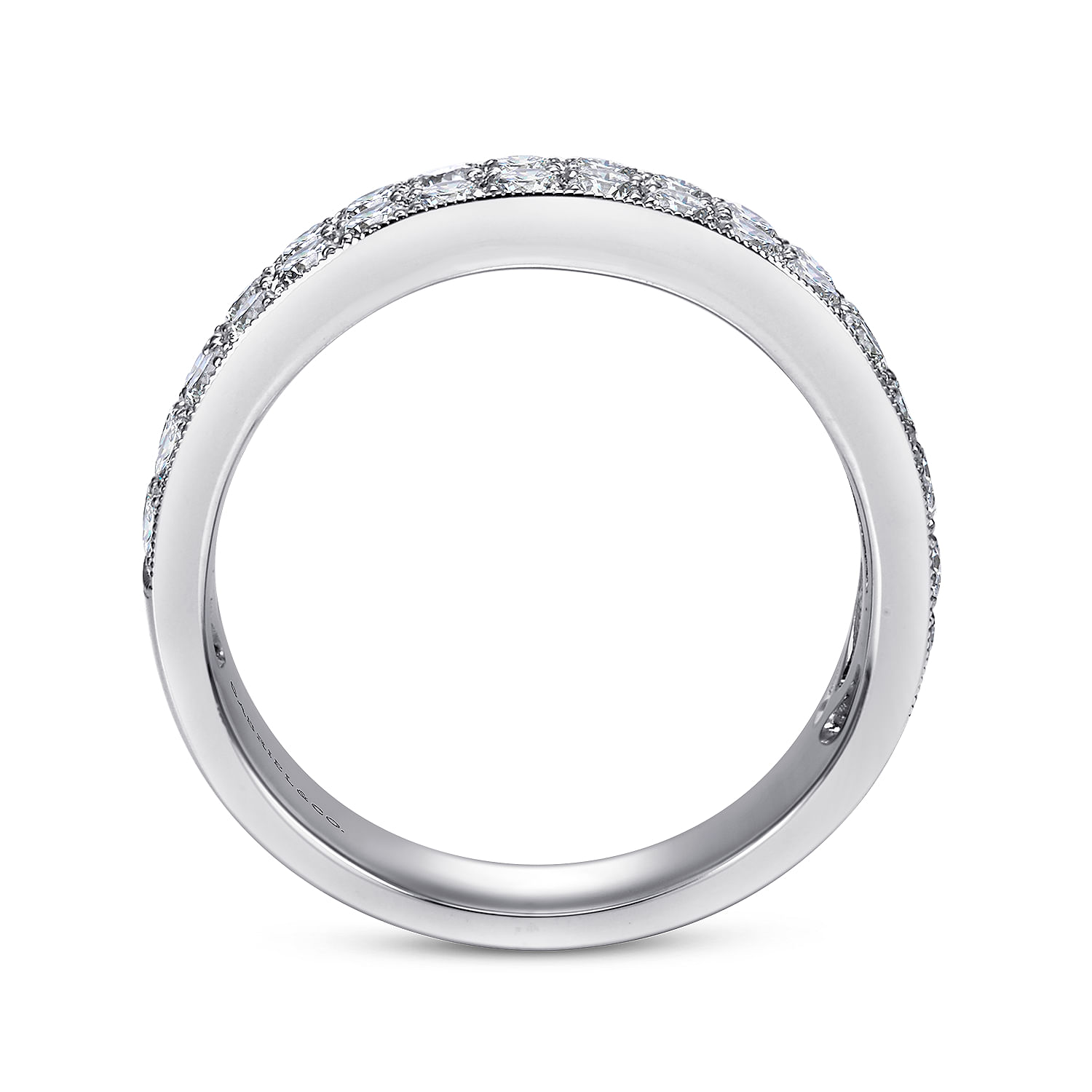 Fancy Wedding Ring in 14k White Gold with Round Natural Diamond at Gabriel & Co. - Shot 2