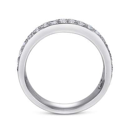 Parma - 14K White Gold Micro Pave Channel Diamond Anniversary Band with Milgrain