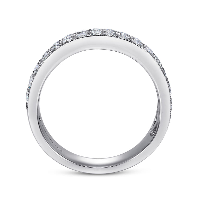 Fancy Wedding Ring in 14k White Gold with Round Natural Diamond at Gabriel & Co. - Shot 2