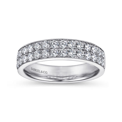 Parma - 14K White Gold Micro Pave Channel Diamond Anniversary Band with Milgrain