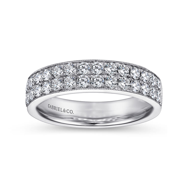 Fancy Wedding Ring in 14k White Gold with Round Natural Diamond at Gabriel & Co. - Shot 4