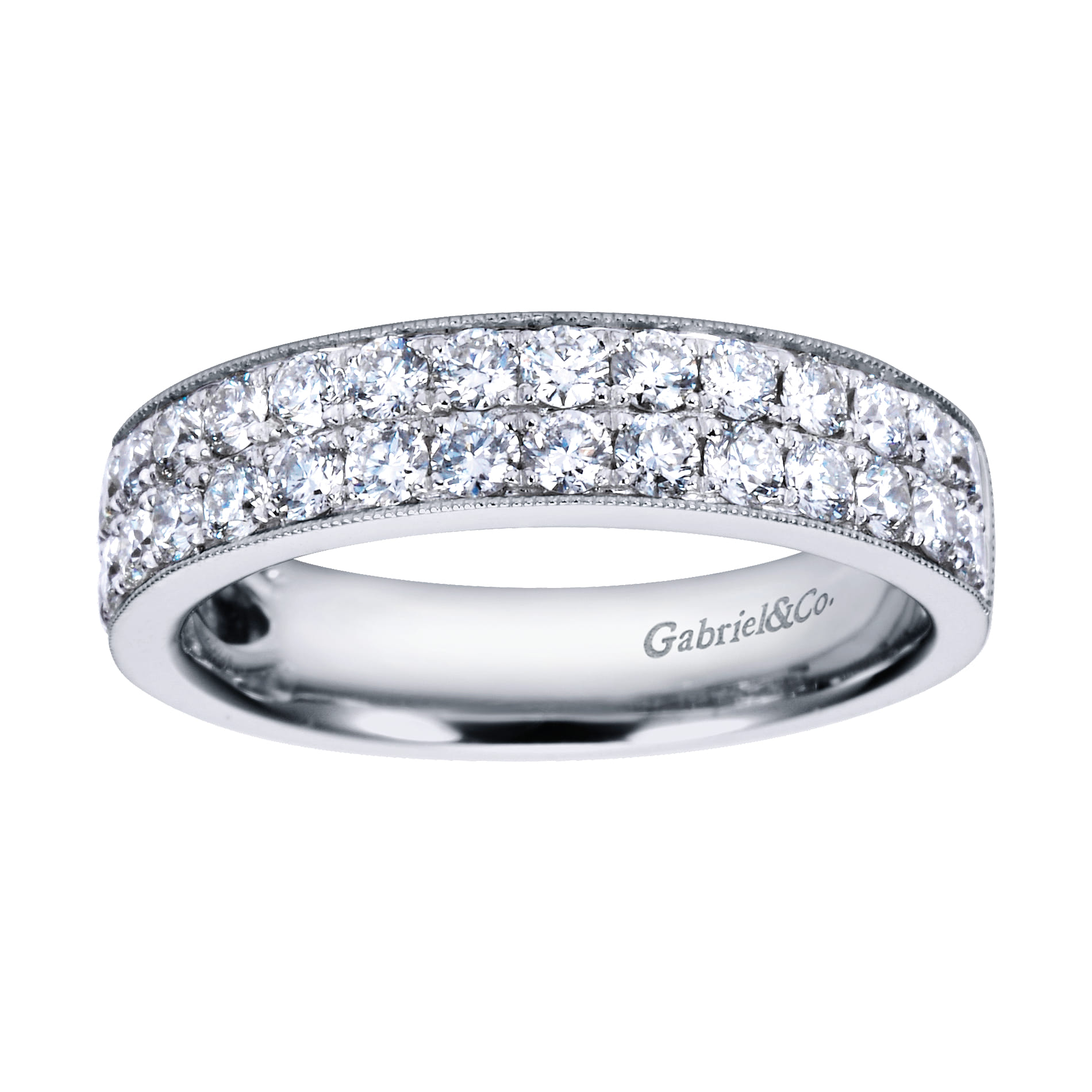 Fancy Wedding Ring in 14k White Gold with Round Natural Diamond at Gabriel & Co. - Shot 5