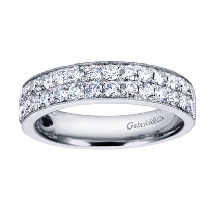 Parma - 14K White Gold Micro Pave Channel Diamond Anniversary Band with Milgrain