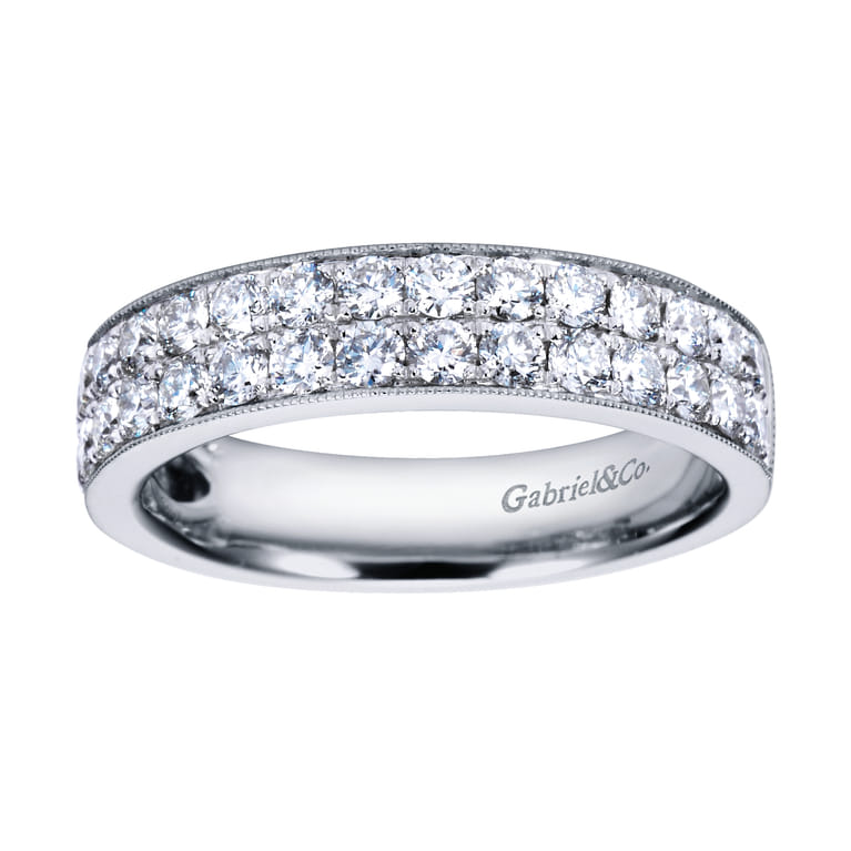 Fancy Wedding Ring in 14k White Gold with Round Natural Diamond at Gabriel & Co. - Shot 5