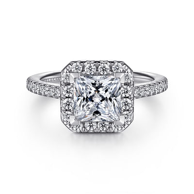 Patience - 14K White Gold Princess Halo Diamond Engagement Ring