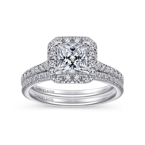 Patience - 14K White Gold Princess Halo Diamond Engagement Ring - 0.37 ct - Shot 4