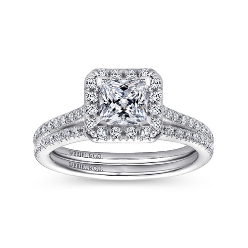 Patience - 14K White Gold Princess Halo Diamond Engagement Ring - 0.3 ct - Shot 4