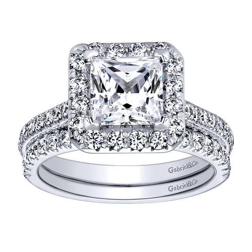 Patience - 14K White Gold Princess Halo Diamond Engagement Ring - 0.58 ct - Shot 4