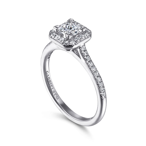 Patience - 14K White Gold Princess Halo Diamond Engagement Ring - 0.22 ct - Shot 3