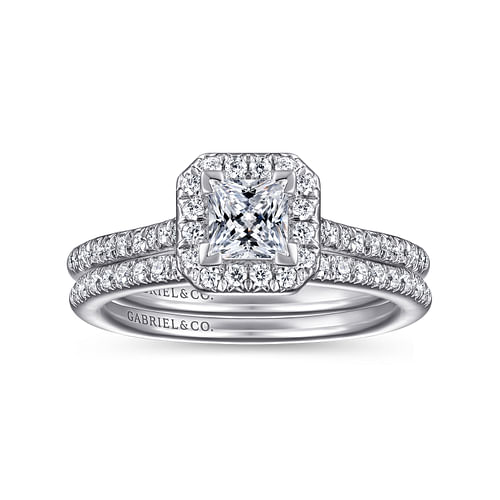 Patience - 14K White Gold Princess Halo Diamond Engagement Ring - 0.22 ct - Shot 4