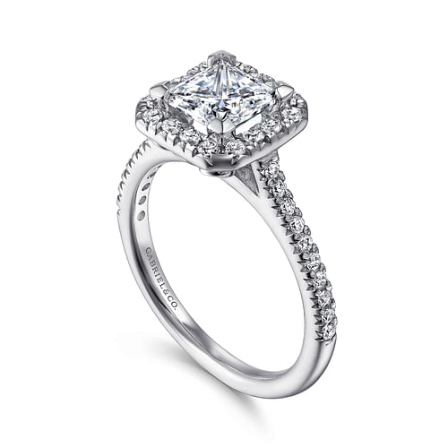 Patience - Platinum Princess Halo Diamond Engagement Ring - 0.35 ct - Shot 3