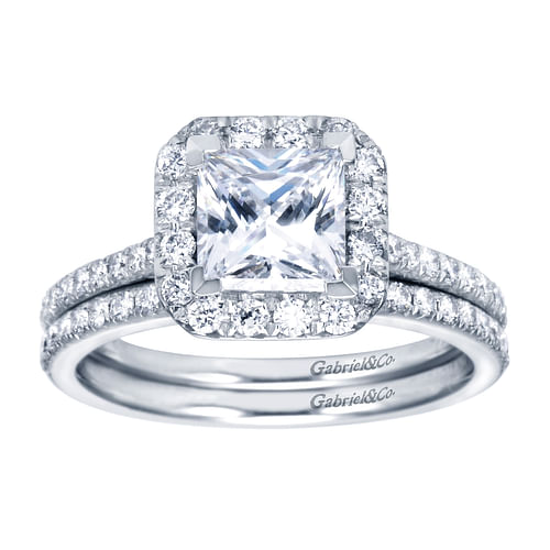 Patience - Platinum Princess Halo Diamond Engagement Ring - 0.35 ct - Shot 4