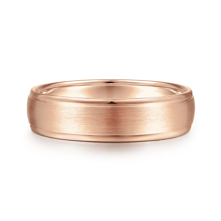 Paul - 14K Rose Gold 6mm - Men's Wedding Band in Satin Finish - Shot 1