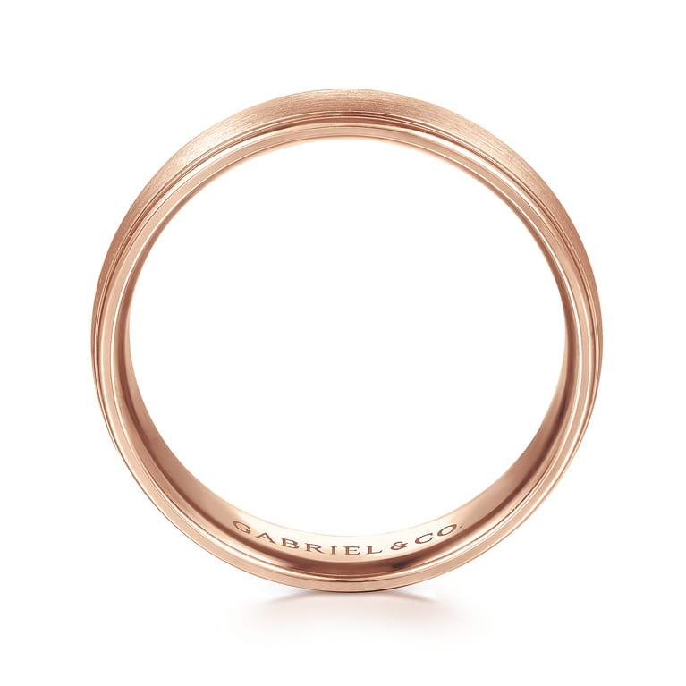 Paul - 14K Rose Gold 6mm - Men's Wedding Band in Satin Finish - Shot 2