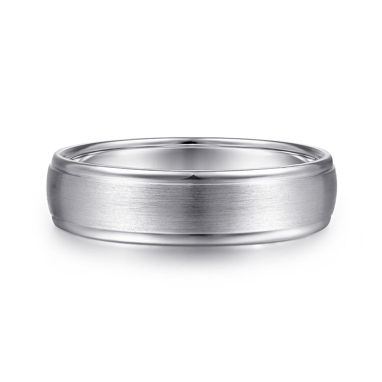 Paul - 14K White Gold 6mm - Men's Wedding Band in Satin Finish - Shot 1