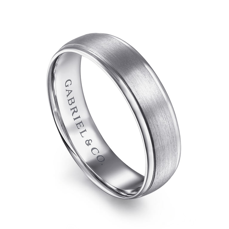 Paul - 14K White Gold 6mm - Men's Wedding Band in Satin Finish - Shot 3