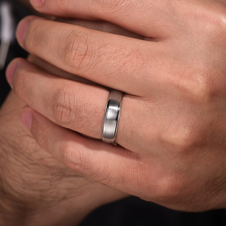 Paul - 14K White Gold 6mm - Men's Wedding Band in Satin Finish - Shot 5
