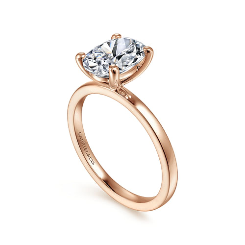Paula - 14K Rose Gold Oval Diamond Engagement Ring - Shot 3