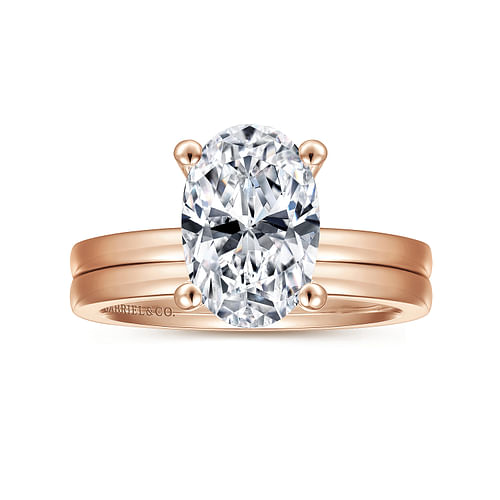 Paula - 14K Rose Gold Oval Diamond Engagement Ring - Shot 4