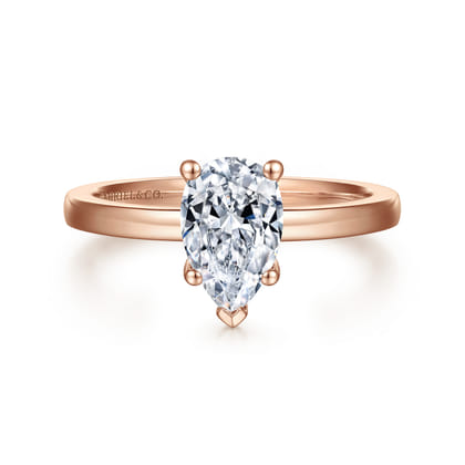 Paula - 14K Rose Gold Pear Shape Diamond Engagement Ring