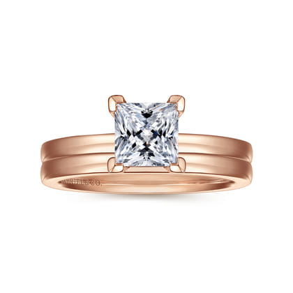 Paula - 14K Rose Gold Princess Cut Diamond Engagement Ring