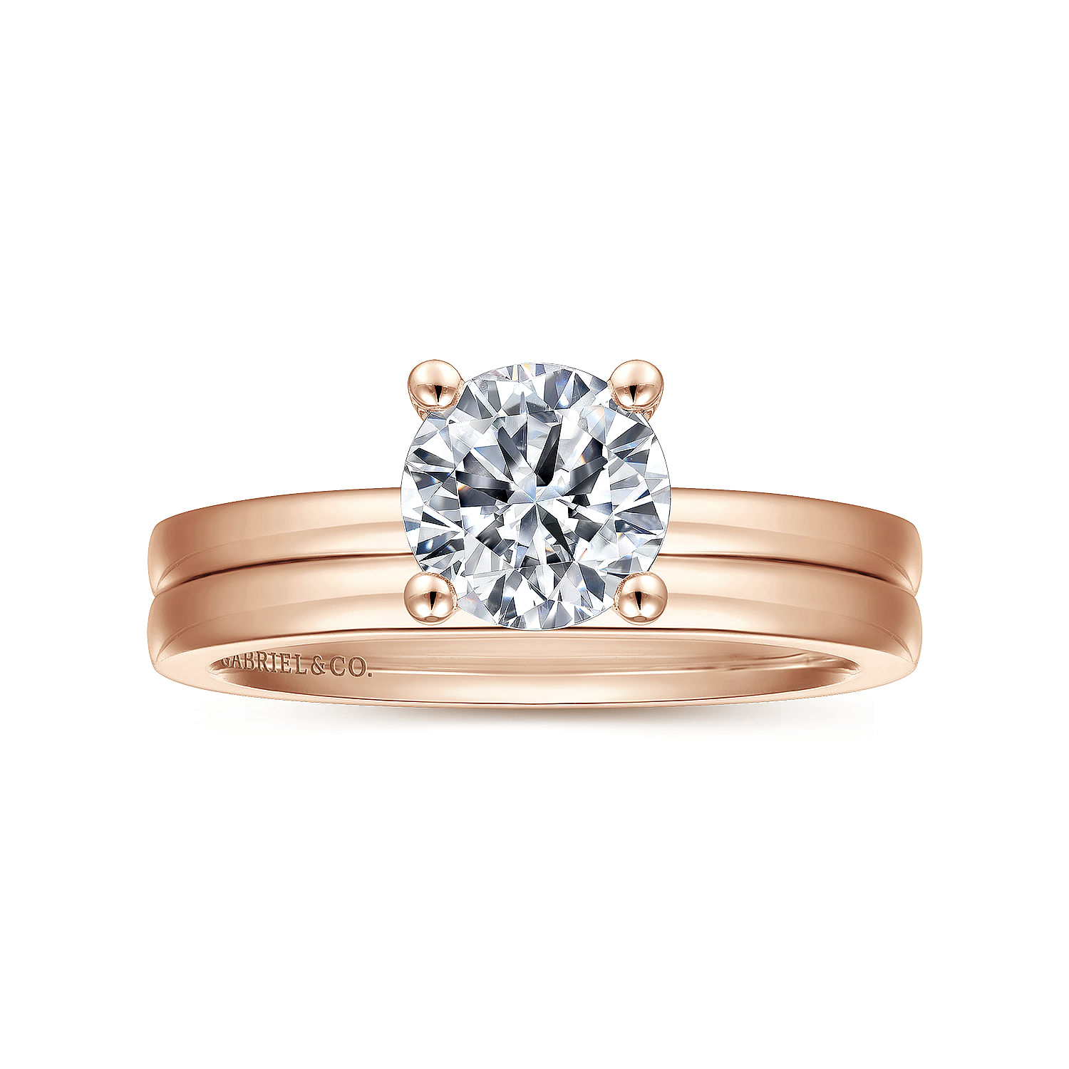 Paula - 14K Rose Gold Round Diamond Engagement Ring - Shot 4