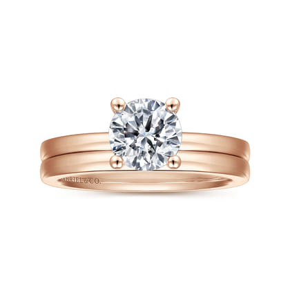 Paula - 14K Rose Gold Round Diamond Engagement Ring