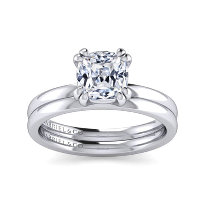 Paula - 14K White Gold Cushion Cut Diamond Engagement Ring