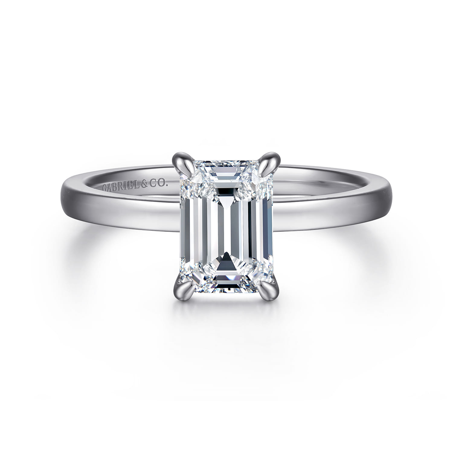 Paula - 14K White Gold Emerald Cut Diamond Diamond Engagement Ring