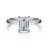 Paula - 14K White Gold Emerald Cut Diamond Diamond Engagement Ring