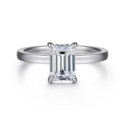 Paula - 14K White Gold Emerald Cut Diamond Diamond Engagement Ring