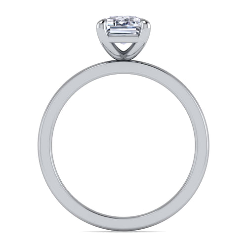 Paula - 14K White Gold Emerald Cut Diamond Diamond Engagement Ring - Shot 2