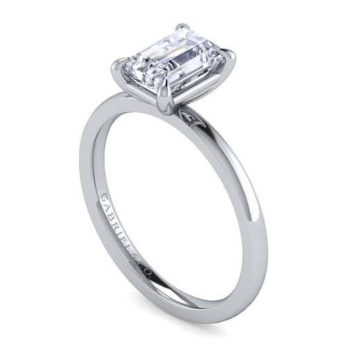 Paula - 14K White Gold Emerald Cut Diamond Diamond Engagement Ring - Shot 3
