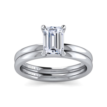 Paula - 14K White Gold Emerald Cut Diamond Diamond Engagement Ring