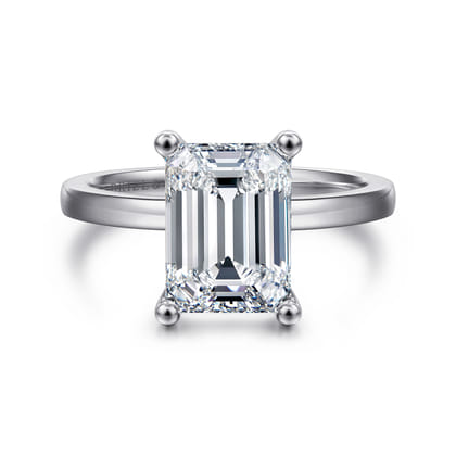 Paula - 14K White Gold Emerald Cut Diamond Engagement Ring