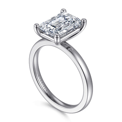 Paula - 14K White Gold Emerald Cut Diamond Engagement Ring