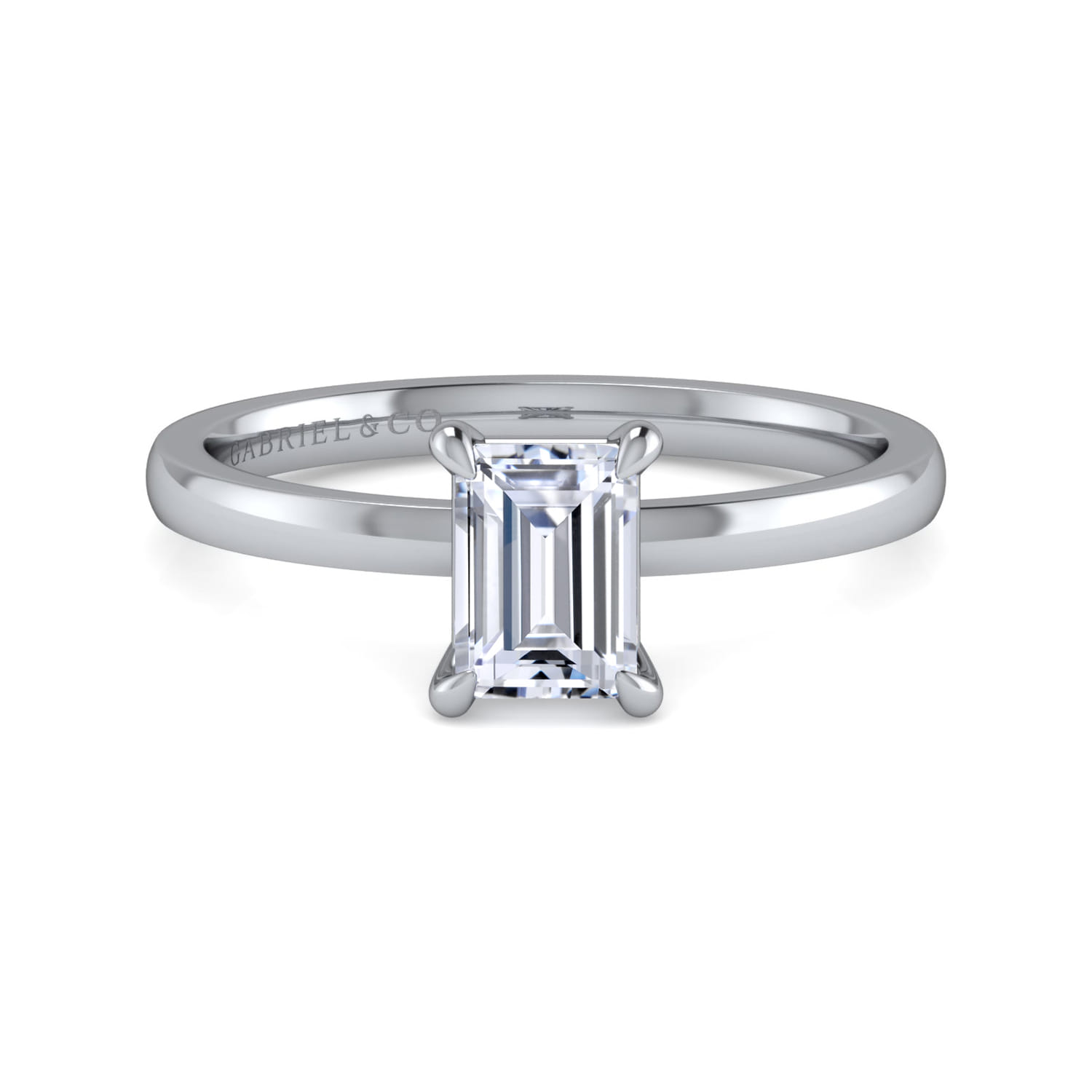 Paula - 14K White Gold Emerald Cut Diamond Engagement Ring