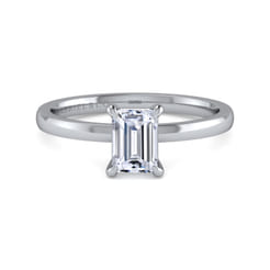 Paula - 14K White Gold Emerald Cut Diamond Engagement Ring