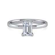 Paula - 14K White Gold Emerald Cut Diamond Engagement Ring
