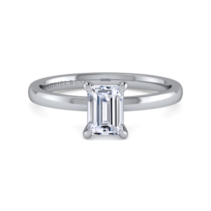 Paula - 14K White Gold Emerald Cut Diamond Engagement Ring