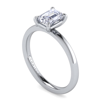 Paula - 14K White Gold Emerald Cut Diamond Engagement Ring