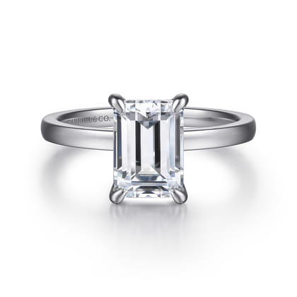 Paula - 14K White Gold Emerald Cut Diamond Engagement Ring