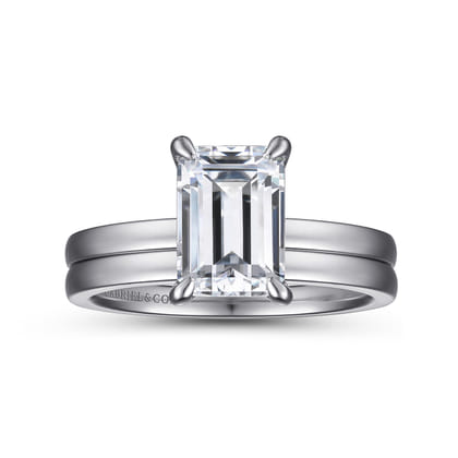 Paula - 14K White Gold Emerald Cut Diamond Engagement Ring