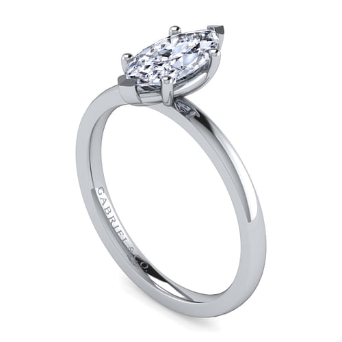 Paula - 14K White Gold Marquise Diamond Engagement Ring - Shot 3