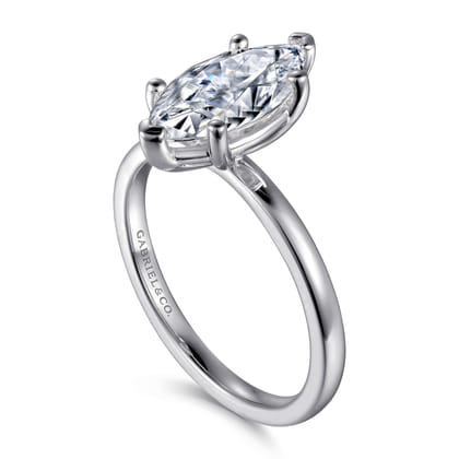 Paula - 14K White Gold Marquise Shape Diamond Engagement Ring