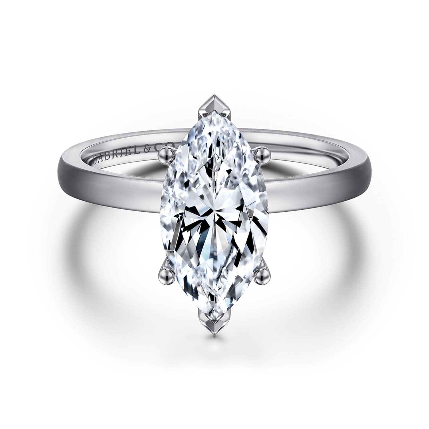 Paula - 14K White Gold Marquise Shape Diamond Engagement Ring