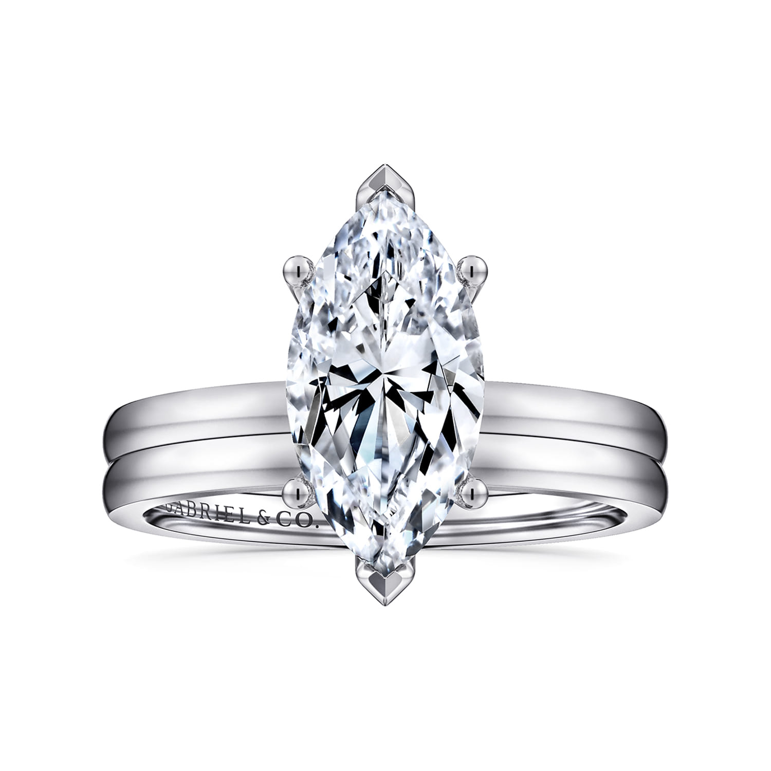Paula - 14K White Gold Marquise Shape Diamond Engagement Ring