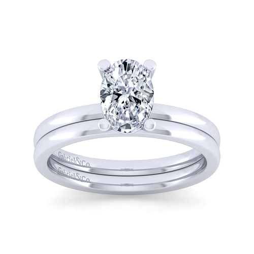 Paula - 14K White Gold Oval Diamond Engagement Ring - Shot 4